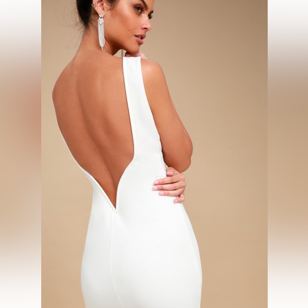 Lulu’s So Stunning White Backless Midi Dress (XS)